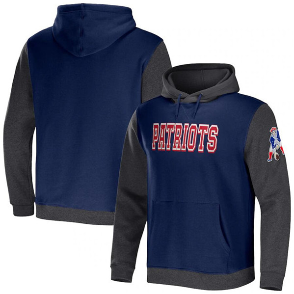Men's New England Patriots x Darius Rucker Collection Navy/Charcoal Colorblock Pullover Hoodie